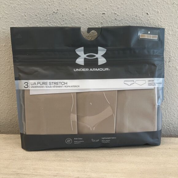 Under Armour Womens Sz M Pure Stretch (3 Pack) Hipster Briefs Underwear - Beige - Picture 1 of 5